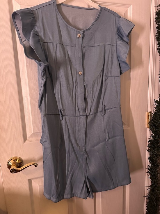 Pants - Light Blue Ruffle Sleeve Romper